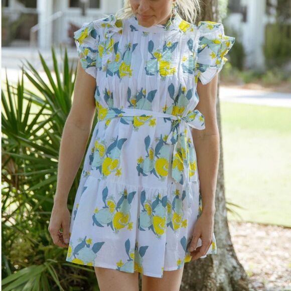Victoria Dunn Dresses & Skirts - Victoria Dunn LEMON VICTORIA DUNN MINI TIE DRESS NWT M